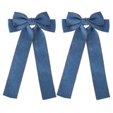 2Pcs Denim Hair Bow Clips for Women Girls Big Blue Jeans Long Tail Ribbon Bowknot Hair Barrettes Hairpins Denim Aesthetic Hair Decor Accessories 5.5" Birthday Xmas Gift