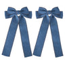 2Pcs Denim Hair Bow Clips for Women Girls Big Blue Jeans Long Tail Ribbon Bowknot Hair Barrettes Hairpins Denim Aesthetic Hair Decor Accessories 5.5" Birthday Xmas Gift