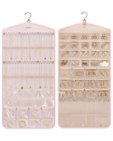 BAGSMART Hanging Jewelry Organizer with Hanger Metal Hooks Double-Sided Jewelry Holder for Organizing Earrings Necklaces Rings Perfect for in Hanging Closet Wall Door 1 Piece XL Pink