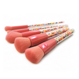New 5-Piece Candy Makeup Brush Set with Clear Handles