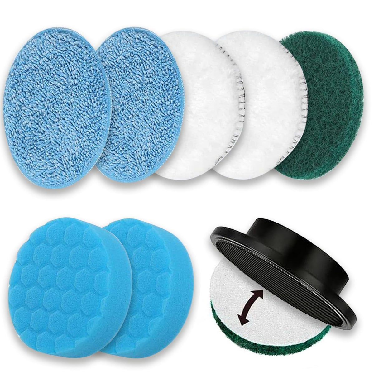 GOSLMYY Brush Heads Set 9 Pack 4 inches Cordless Electric Spin Scrubber Replaceable Brush Heads for Household Cleaning Brushes/Bathroom/Floor/Tile/Car
