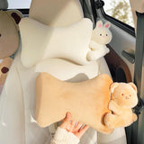 UINSUE Car Headrest Pillow 2PCS Plush Bear ＆ Bunny Car Seat Headrest Pillow - Memory Foam Neck Support Cushions for Comfortable Driving Easy Install & Washable (Bear+Rabbit)