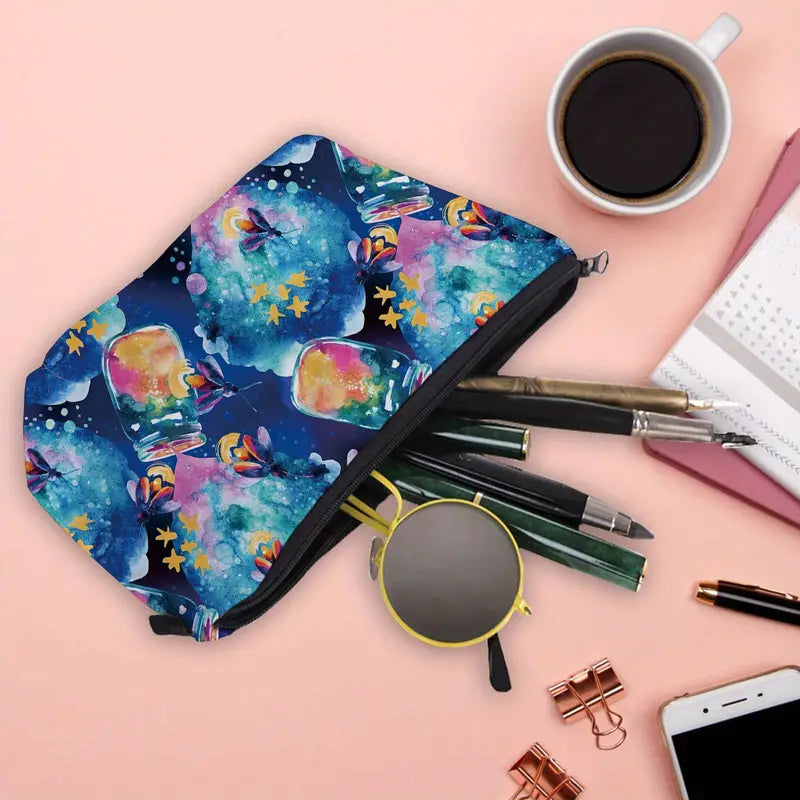 Colorful Firefly Print Waterproof Makeup Bag for Travel