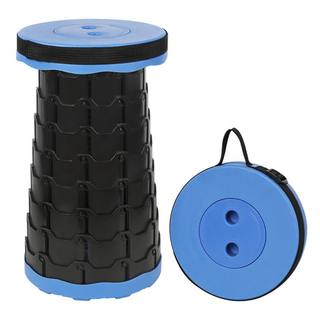 NEUEFAMI Camping Stool Portable Collapsible Stool Retractable Stool Folding Chair Outdoor Telescopic Stool Capacity 400lb Lightweight for Fishing Hiking Trips BBQ Stool Blue