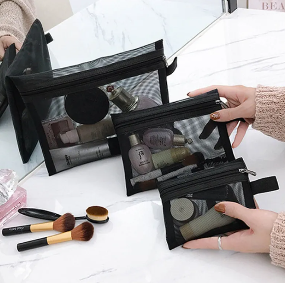Portable Mini Mesh Makeup Bag