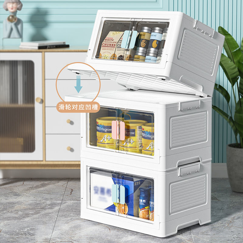 Transparent Double Door Folding Clothes Storage Cabinet