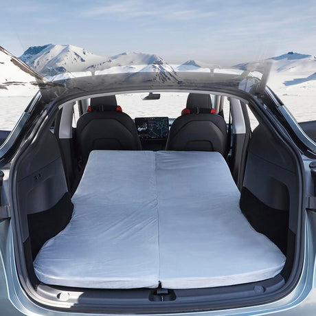 Camping Mattress Memory Foam Portable Foldable Car Mattress with Storage Bag & Sheet for Teslas Model 3 Y Back Seat Car Sleeping Bed (Grey)
