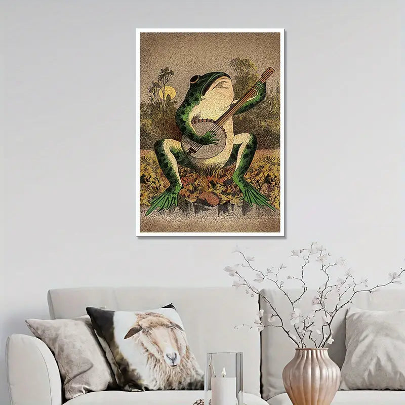 6 pc Casual Guitar Frog Canvas Art for Home Decor