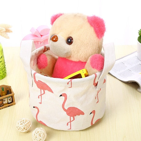 Cosmetic and Snack Storage Bins with Flamingo Design