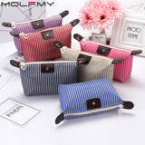 Portable Foldable Striped Waterproof Cosmetic Bag