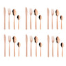 Rose Gold Silverware Set BuyGo 24-Piece Stainless Steel Camping Flatware Dinnerware Set for 6 Hand Polish Dishwasher Safe