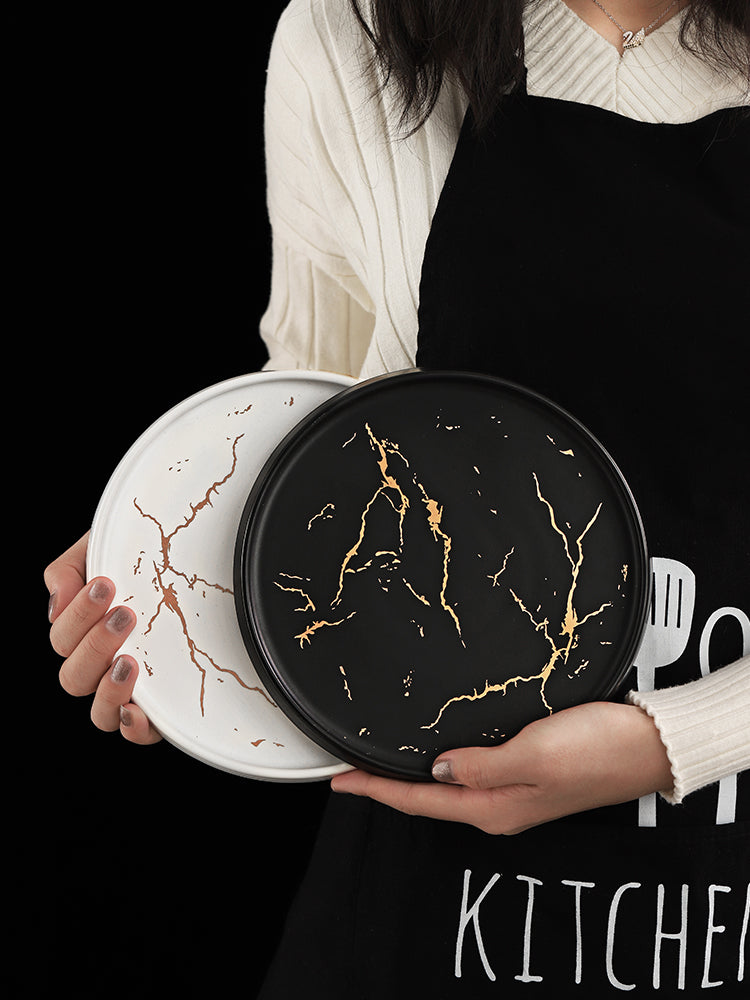 Creative Marble Pattern Ceramic Steak Plate (Home Use)