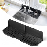Silicone kitchen sink auto drain organizer Kitchen countertop and sink splash guard.Kitchen sink sponge rack and organizing shelf，Suitable for cleaning tools dispensers bottles cups. (Grey)