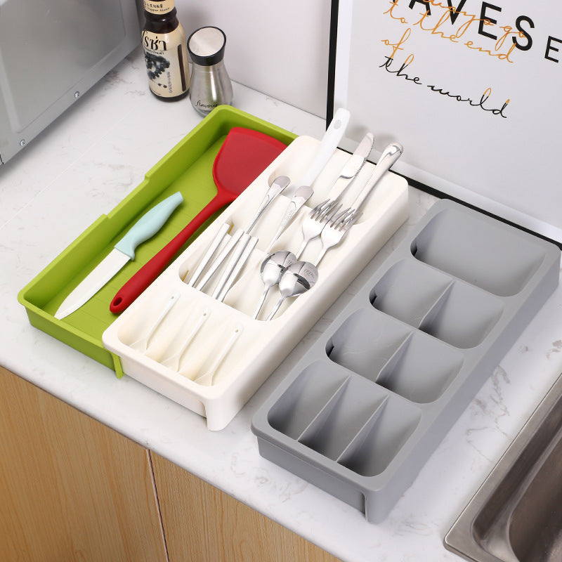 Retractable Knife and Fork Storage Box with Compartments
