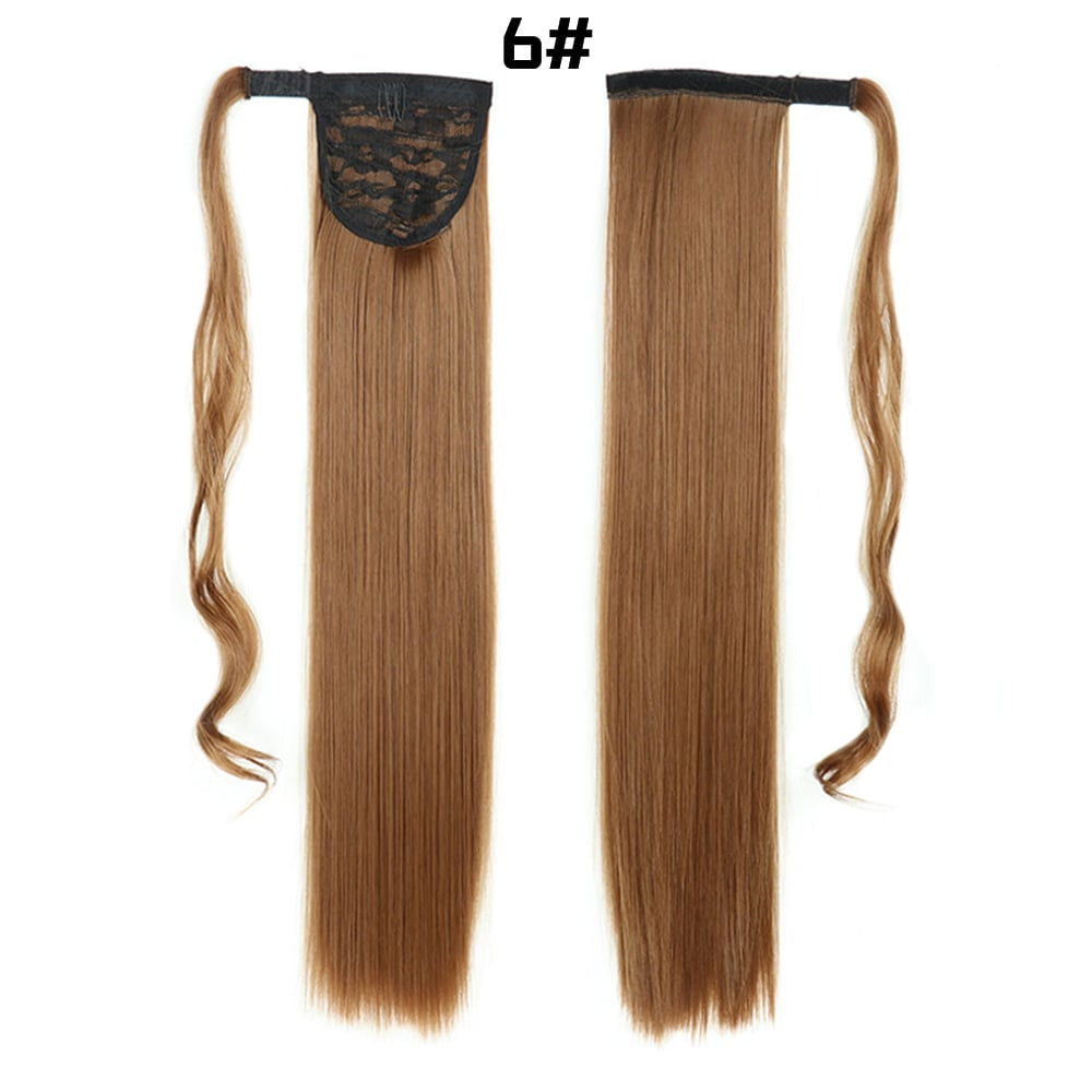 European American Long Straight Hair Velcro Ponytail