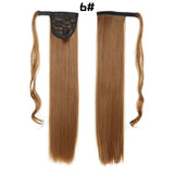 European American Long Straight Hair Velcro Ponytail