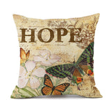 Retro Butterfly Linen Pillowcase for Home & Office (1pc)