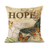 Retro Butterfly Linen Pillowcase for Home & Office (1pc)