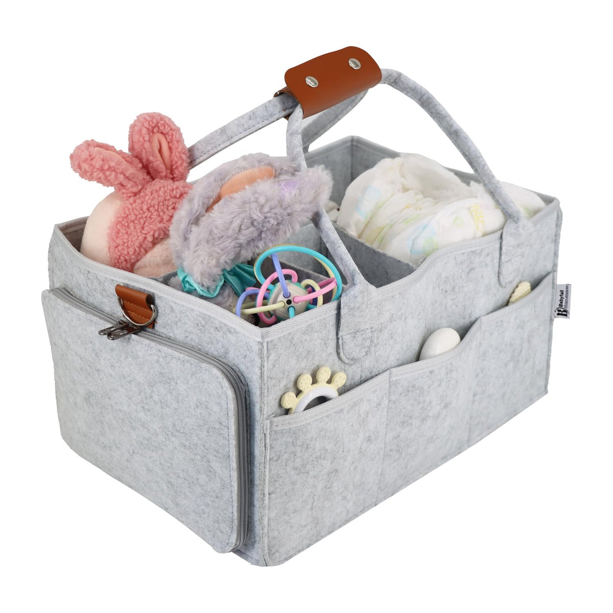 BABYFALL Baby Diaper Stackers & Caddy Organizer Light Gray Felt 17" x 12" x 9" XX-Large Portable Diaper Changing Table Storage Organizer for Nursery Cars. Baby Registry Search. Gift Baby Shower.