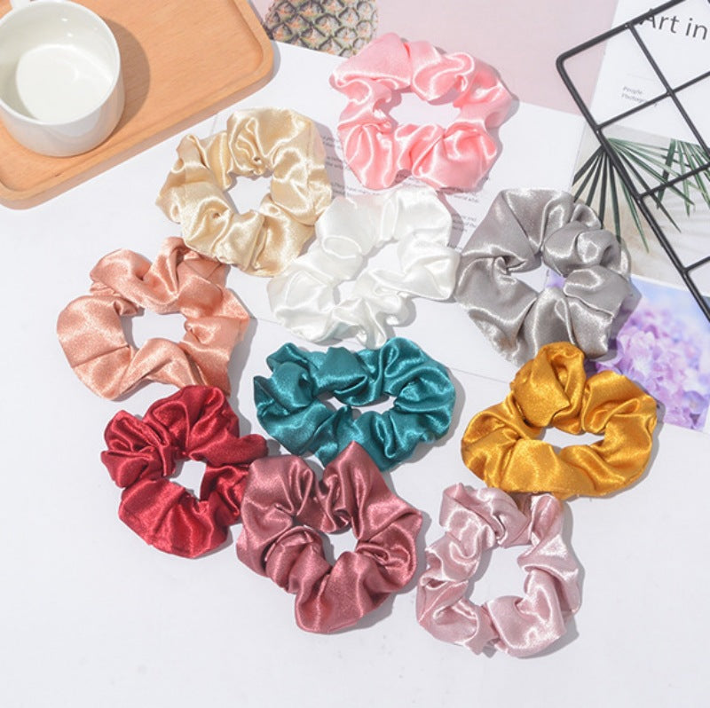 Solid Color Crystal Satin Hair Accessories for Women