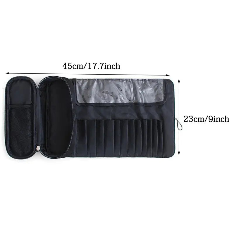 Portable Roll-Up Makeup Brush Organizer for Women