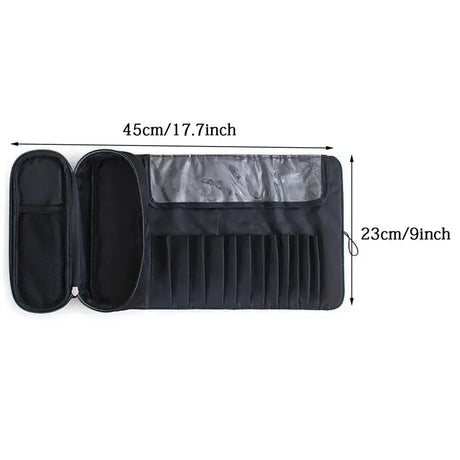 Portable Roll-Up Makeup Brush Organizer for Women
