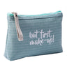 Letter Flower Print Canvas Makeup Bag for Women