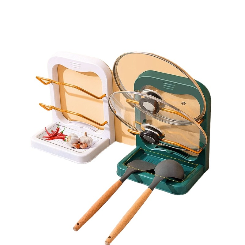 Wall-Mounted Pot Cover Rack and Cutting Board Storage
