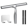 All-Purpose Shower Squeegee with Adhesive Hook for Cleaning Bathroom Glass Doors Car Window Mirrors and Tile Wall Stainless Steel Handheld Glass Water Wiper Cleaner Removal Scraper Tool (Sliver 10")