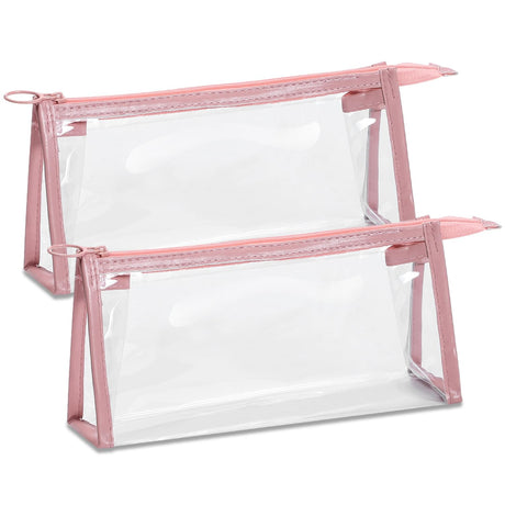 Etercycle TSA Approved Toiletry Bag Clear Pouches with Zipper for Traveling Samll Clear Makeup Bags Cosmetic Bag Pencil Bag for Home Storage Organizing Office Vacation Travel (Pink)
