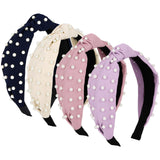 Jaciya Headbands for Women 4 Pack Pearl Headbands for Girls Knotted Headband for Women Non Slip Wide Fashion Head Bands Turban Hair Accessories
