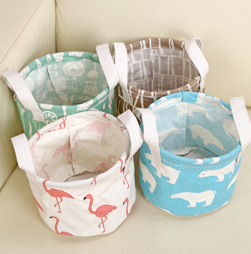 Cosmetic and Snack Storage Bins with Flamingo Design