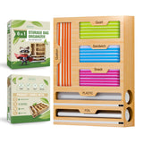 SERHINA Storage Bag Organizer for Kitchen Drawer - Foil and Plastic Wrap Organizer with Cutter - Plastic Bag Organizer - Food Baggie Storage for Sandwich Snack Gallon Quart