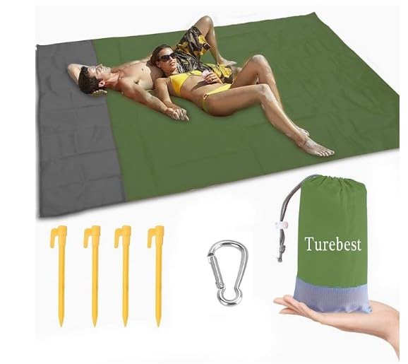 Turebest Beach Blanket 79 * 55inch Compact Sand Proof and Waterproof Picnic Blanket with Portable Storage Bag Great for Outdoor Travel Camping Hiking Festival Park Sports