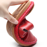 Home Cotton Slippers with Genuine Leather Sole