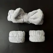 3pcs Cute Microfiber Bow-Knot Headband & Wristband Set