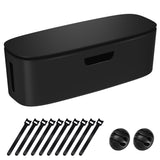Cable Management Box - Large Cord Organizer Box to Hide Power Strip & Under Desk TV Computer Wires Cable Organizer Box with Baby Proofs Desk Cord Organizer for Home/Office - Black