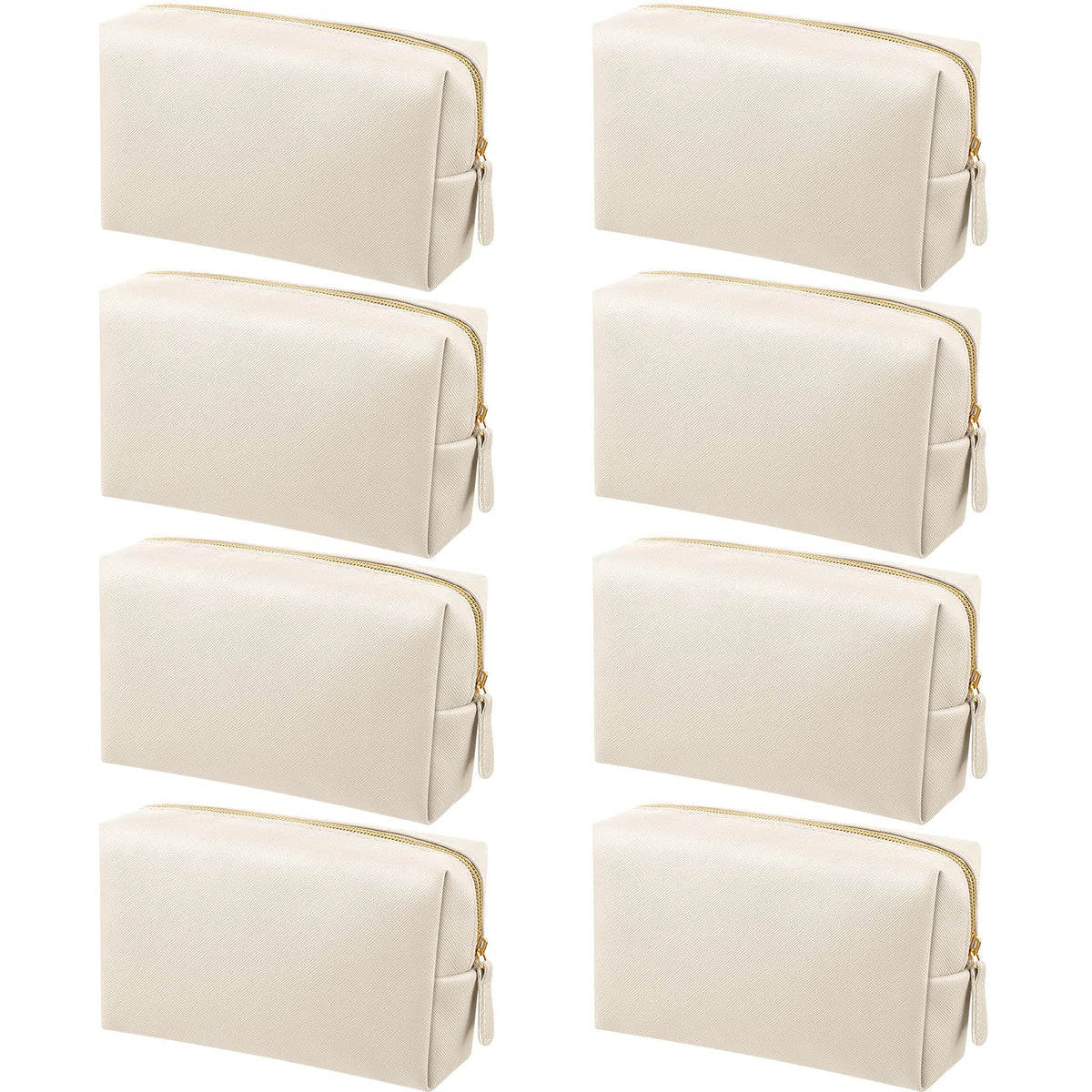 8 Pcs Makeup Bag Pu Leather Cosmetic Pouch Waterproof Small Toiletry Bag Portable Cosmetic Organizer Water Resistant Storage Purse for Lady Women Daily Storage Travel Organizer (BeigeMedium)