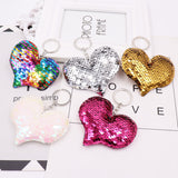 Sequin Heart Bag Charm with Reflective Keyring Design