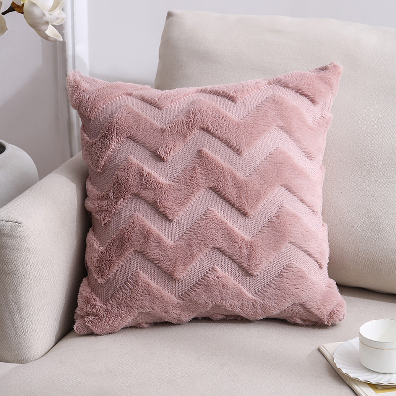 Plush Geometric Throw Pillow Cover for Home Decor