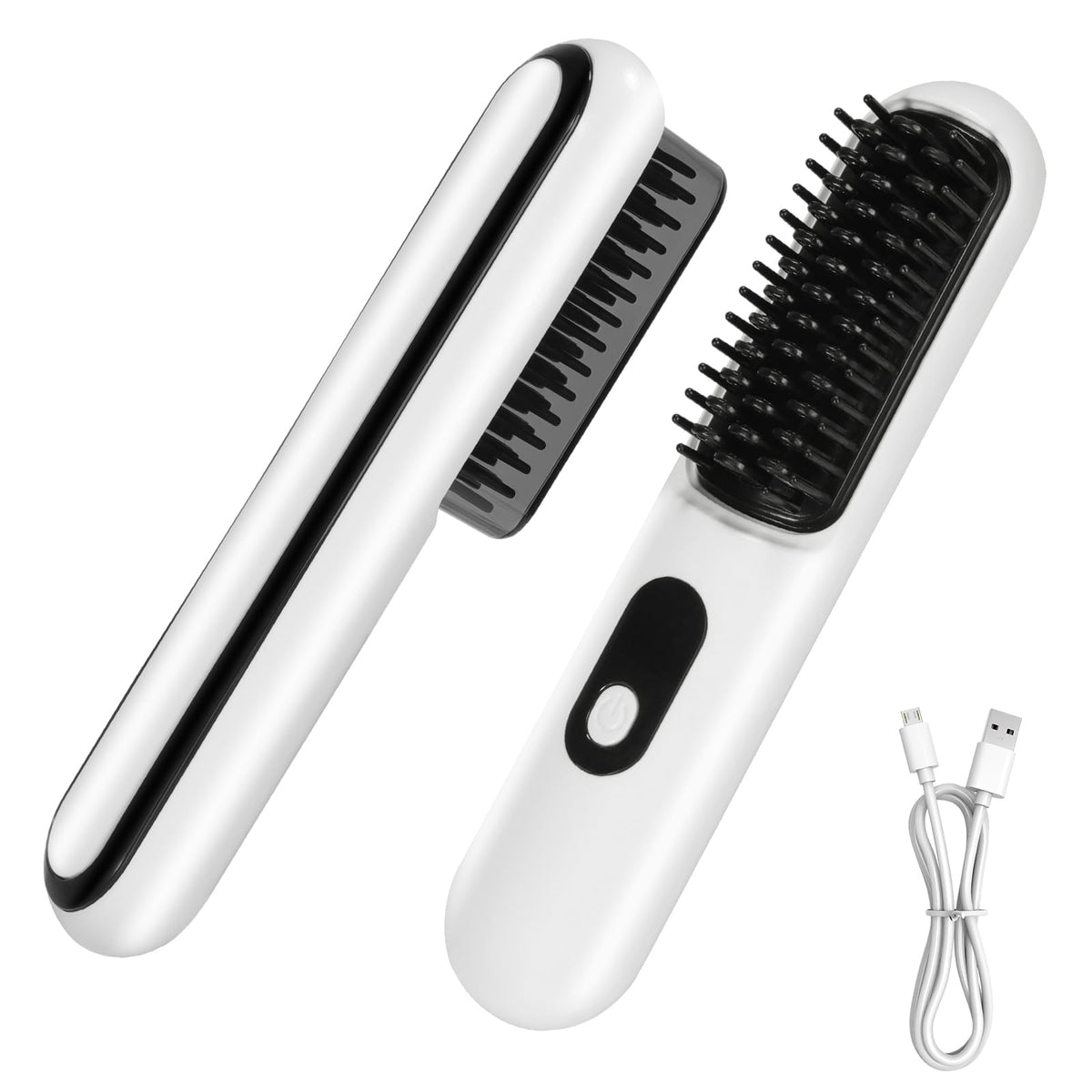 Cordless Hair Straightener Brush Mini Portable Straightening Brush for Travel USB Rechargeable Negative Ion Hot Comb Straightener for Lightweight Carry Handbag Storage Touch Up Busy Commute