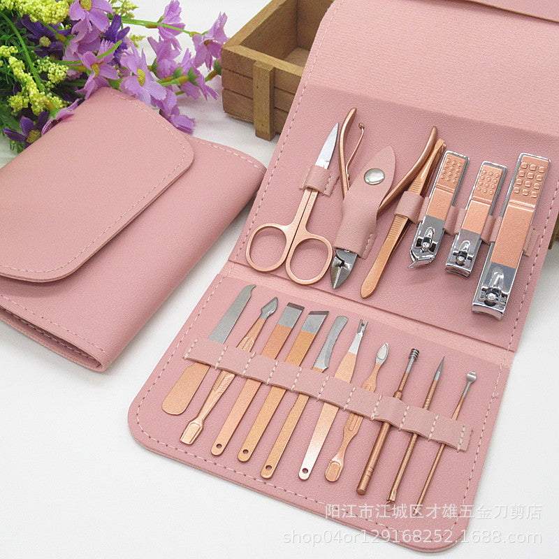 18-Piece Stainless Steel Nail Care Tool Set with Scissors