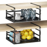 HENGI 2 Pack Adjustable Under Shelf Storage Heavy Duty Metal Basket Organizer for Kitchen Cupboard Cabinet Pantry Laundry Desk Bookshelf Black