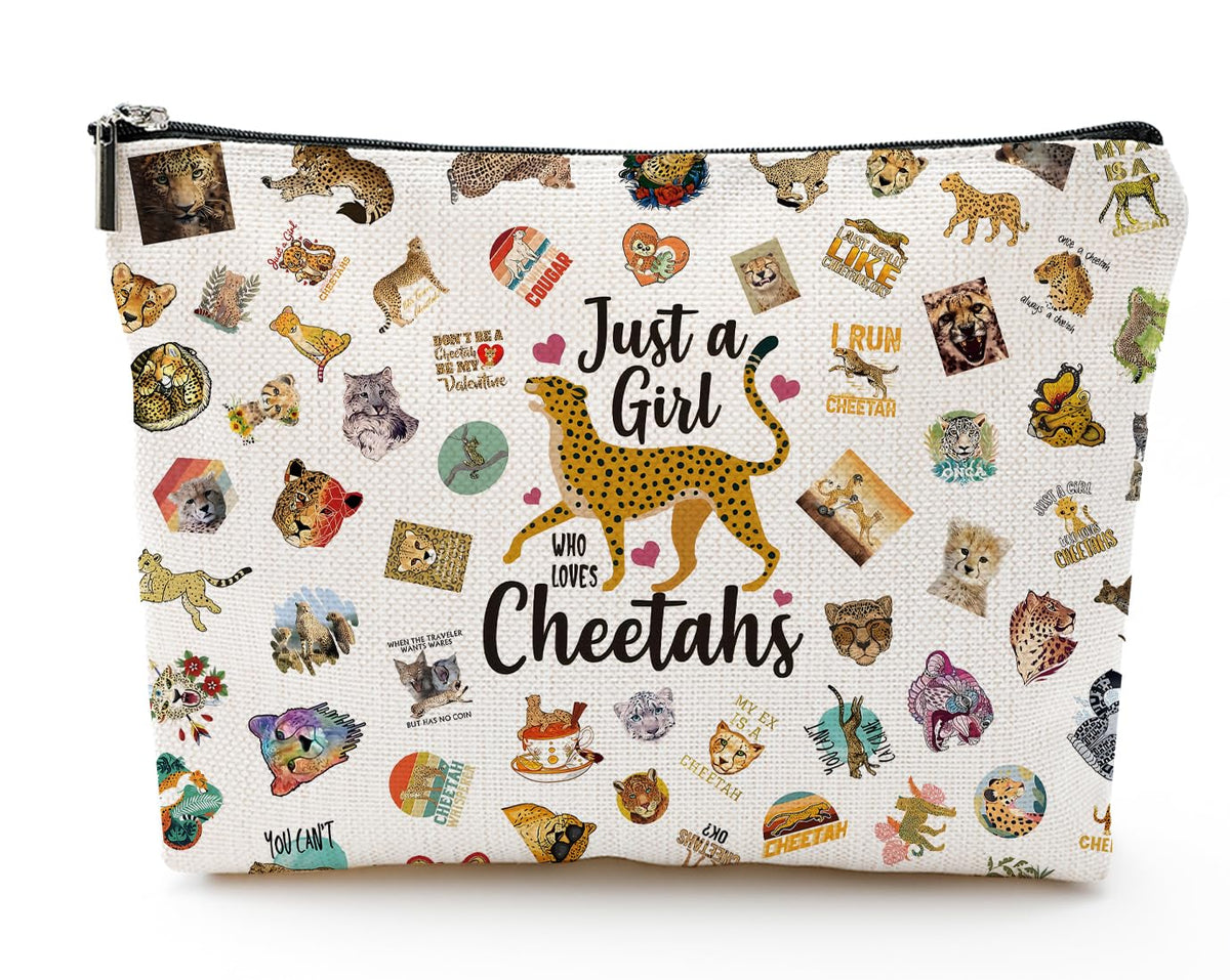 Cheetah Print Travel Makeup Bags Cosmetic Bag for Women Portable Makeup Organizer Cheetah Print Gifts Makeup Pouch Cheetahs Lover Gift Birthday Friendship Christmas Gifts Animal Lover Gift