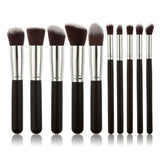 10-Piece Black Silver & Black Gold Makeup Brush Set