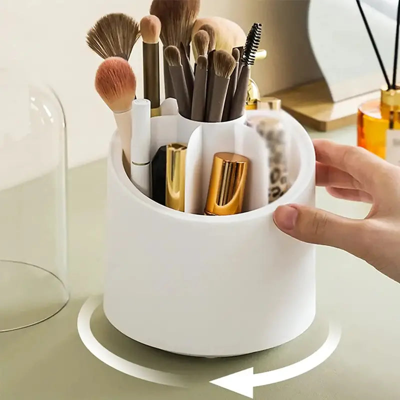 360° Rotating Makeup Brush Organizer & Storage Bin