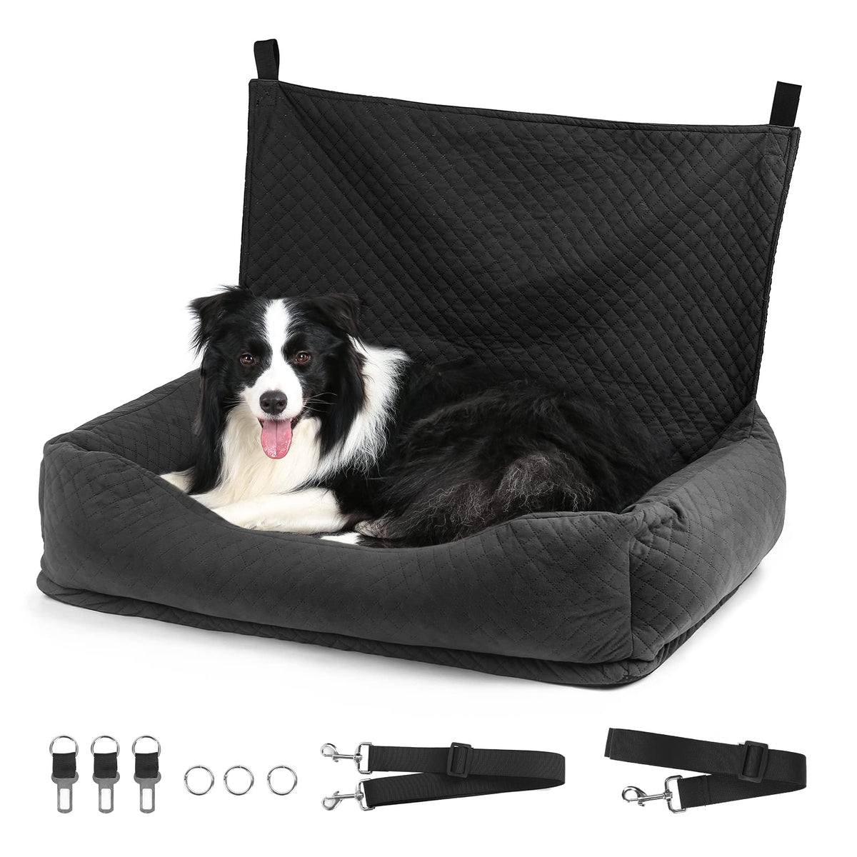 Bnonya Dog Car Seat Pet Car Seat for Medium Large Dogs Safe and Comfortable Dog Car Bed Medium Under 60lbs Multipurpose Design Washable Dog Car Seat with Non-Slip Base