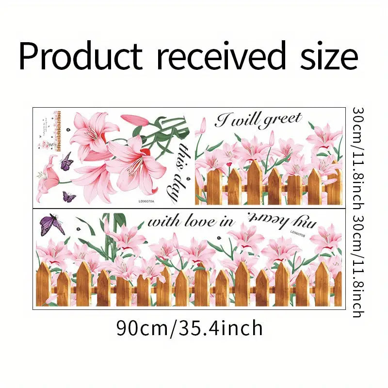 2 Wall Stickers with Pink Flower Slogan for Home Decor