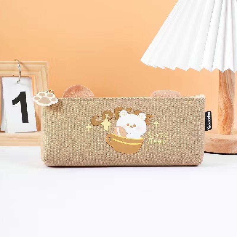 Canvas Zipper Pen Bag for Student Stationery Storage