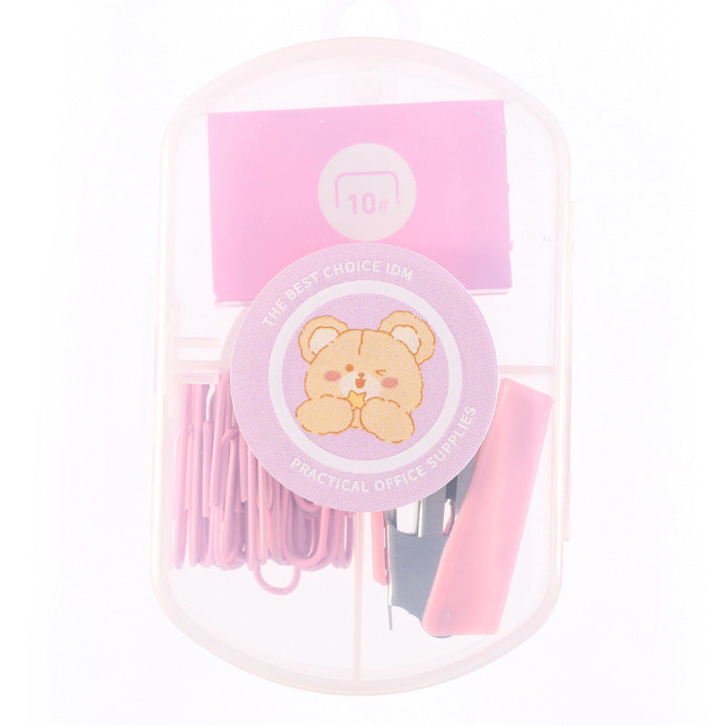 Cute Macaron Mini Stapler Student Stationery Set